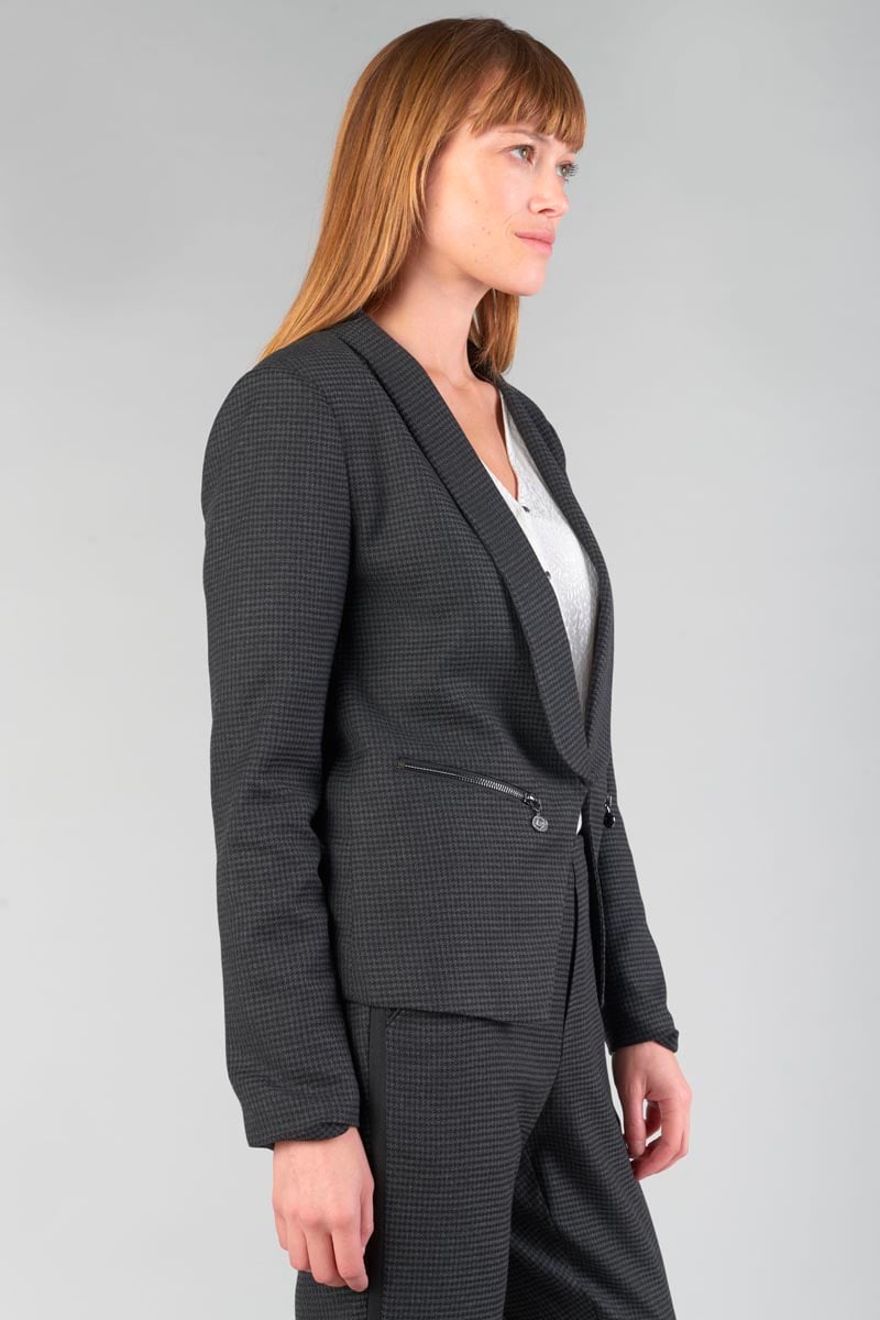 Veste blazer Helmie gris à motif pied de poule