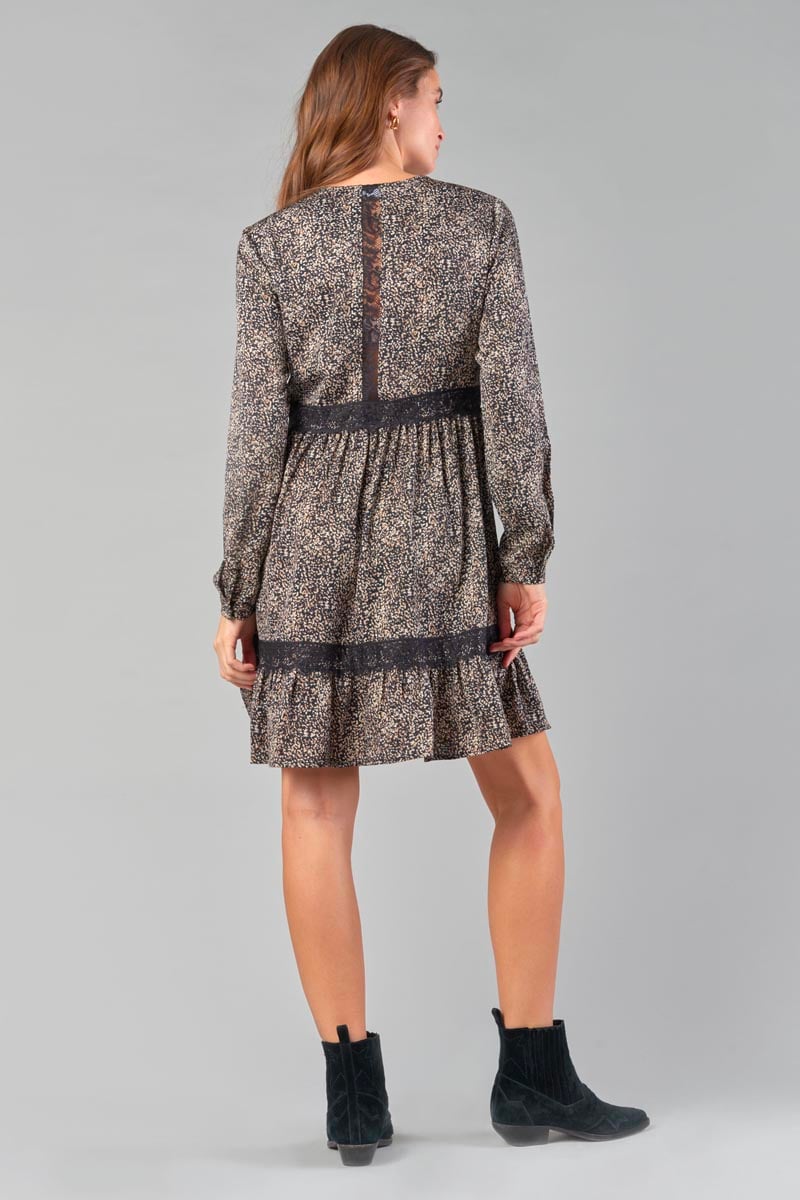 Robe Huerta noire à motif