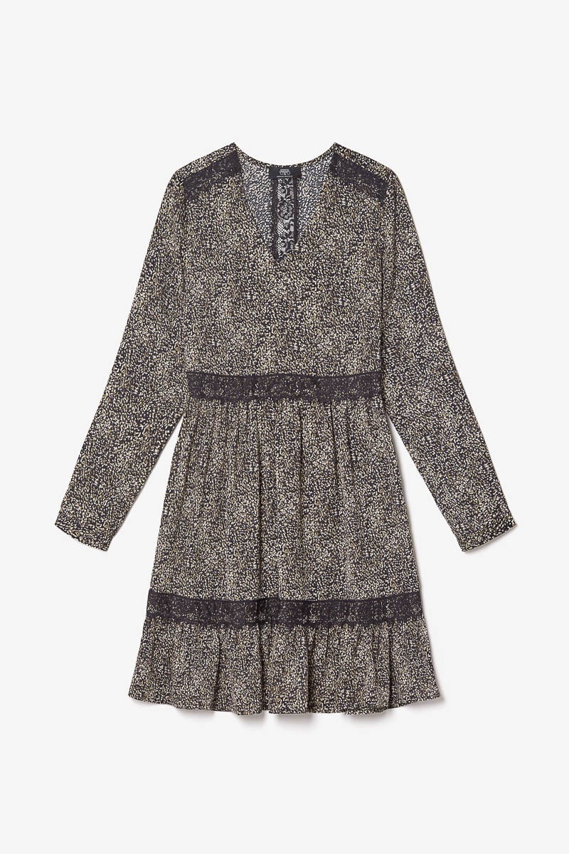 Robe Huerta noire à motif