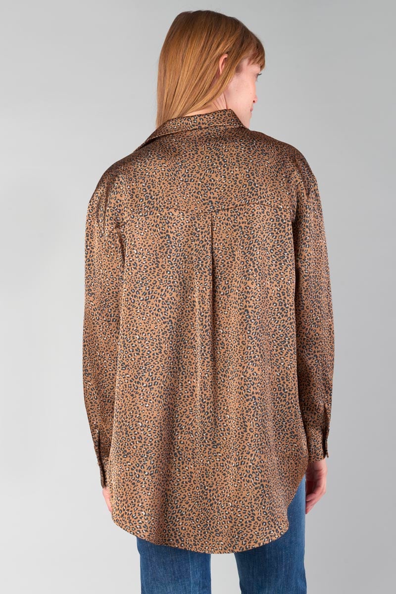 Chemise Liris à motif léopard marron latte
