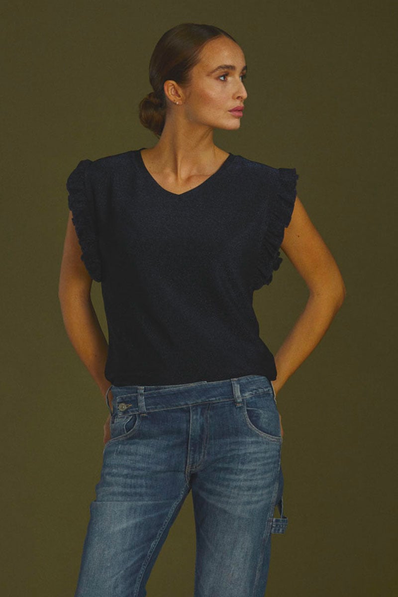 Top Nea bleu nuit irisé