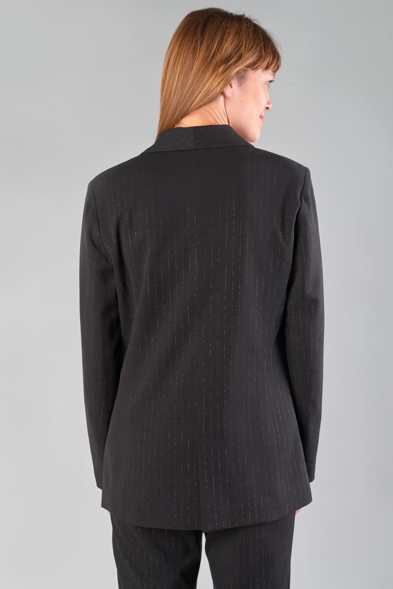 Veste blazer Neela noire à rayures argentées