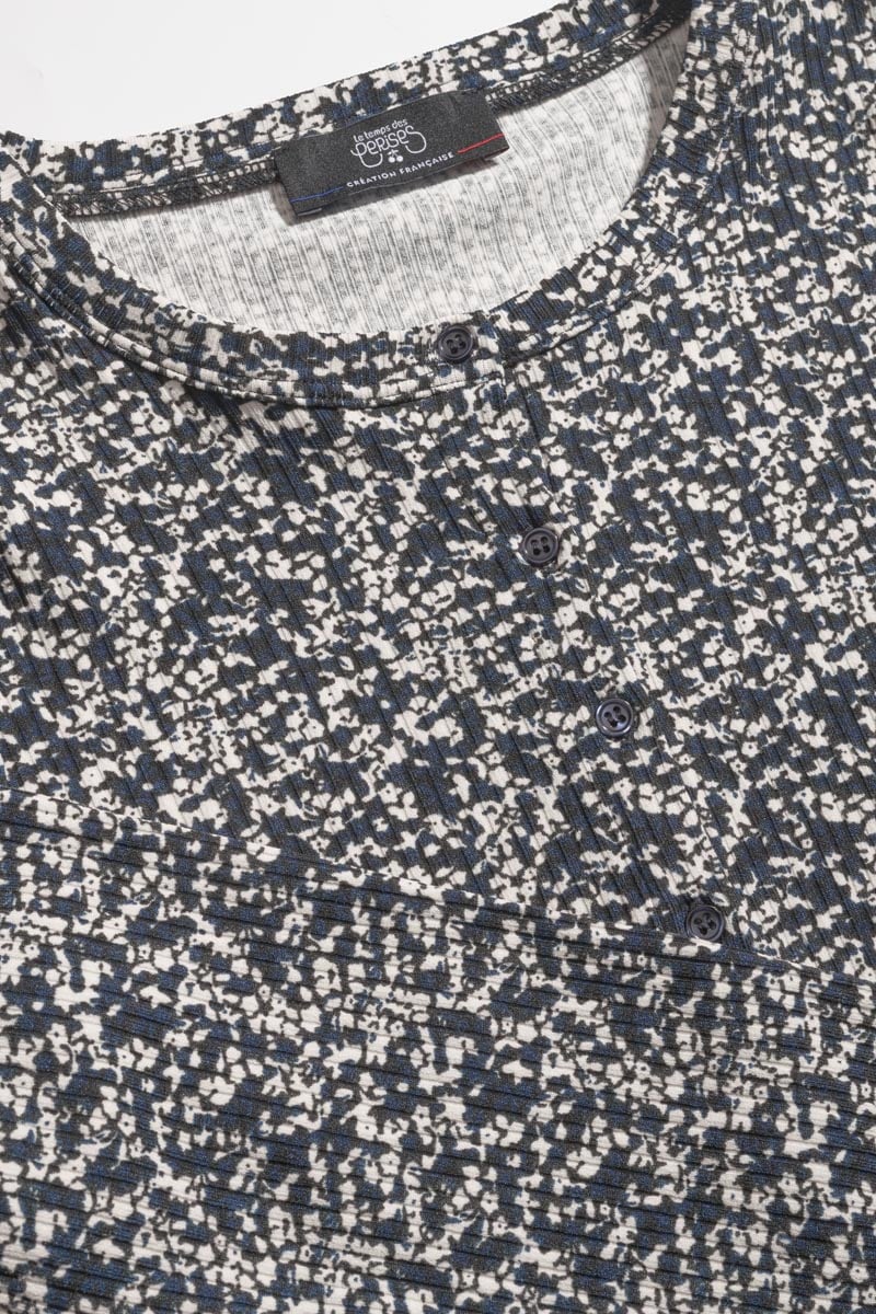 Cardigan Alvagi à motif floral bleu nuit et blanc