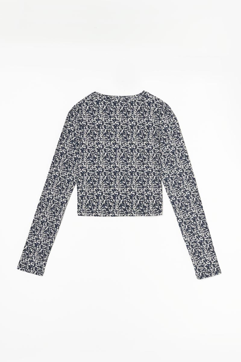 Cardigan Alvagi à motif floral bleu nuit et blanc