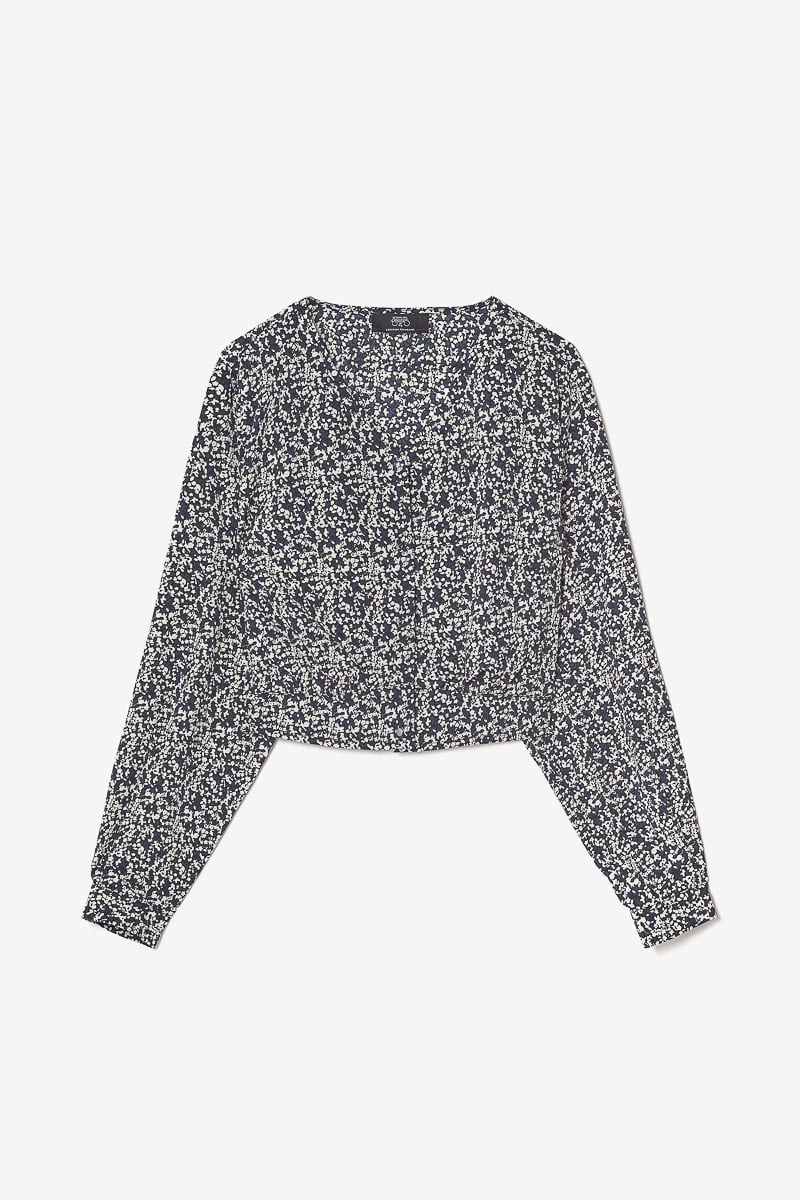 Chemise Mileagi à motif floral bleu nuit et blanc