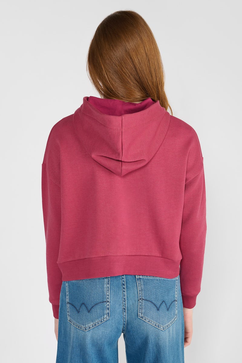 Sweat à capuche Volvagi framboise