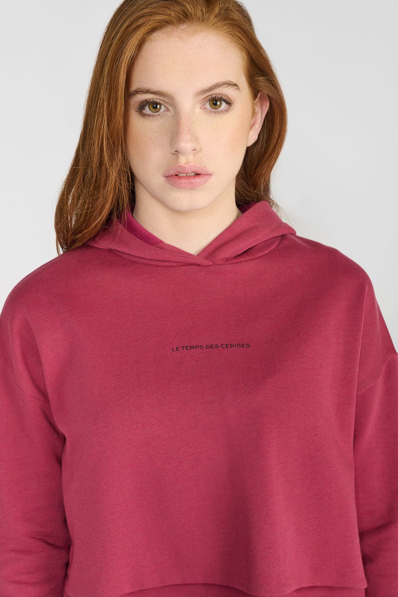 Sweat à capuche Volvagi framboise