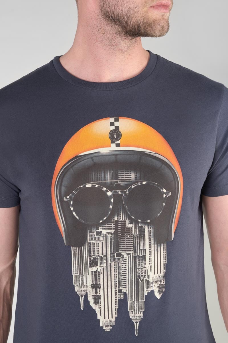 T-shirt Backi bleu nuit imprimé