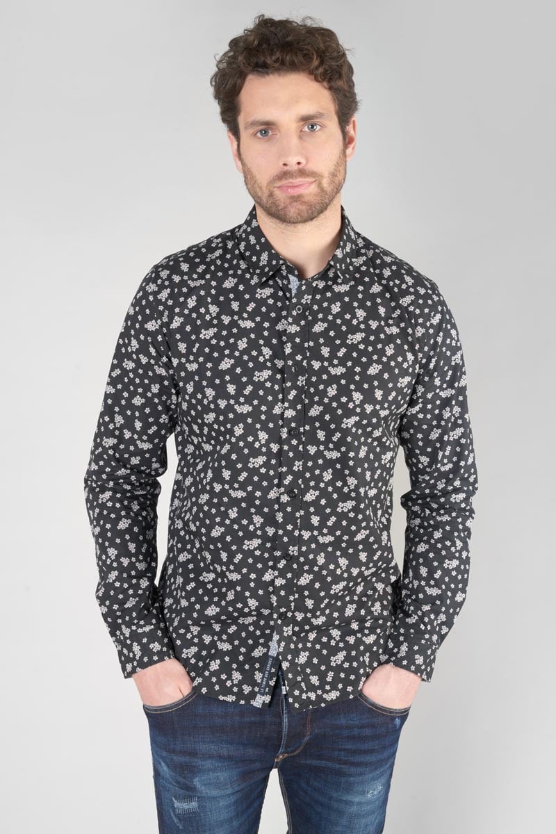 Chemise Cesal noire à motif fleuri