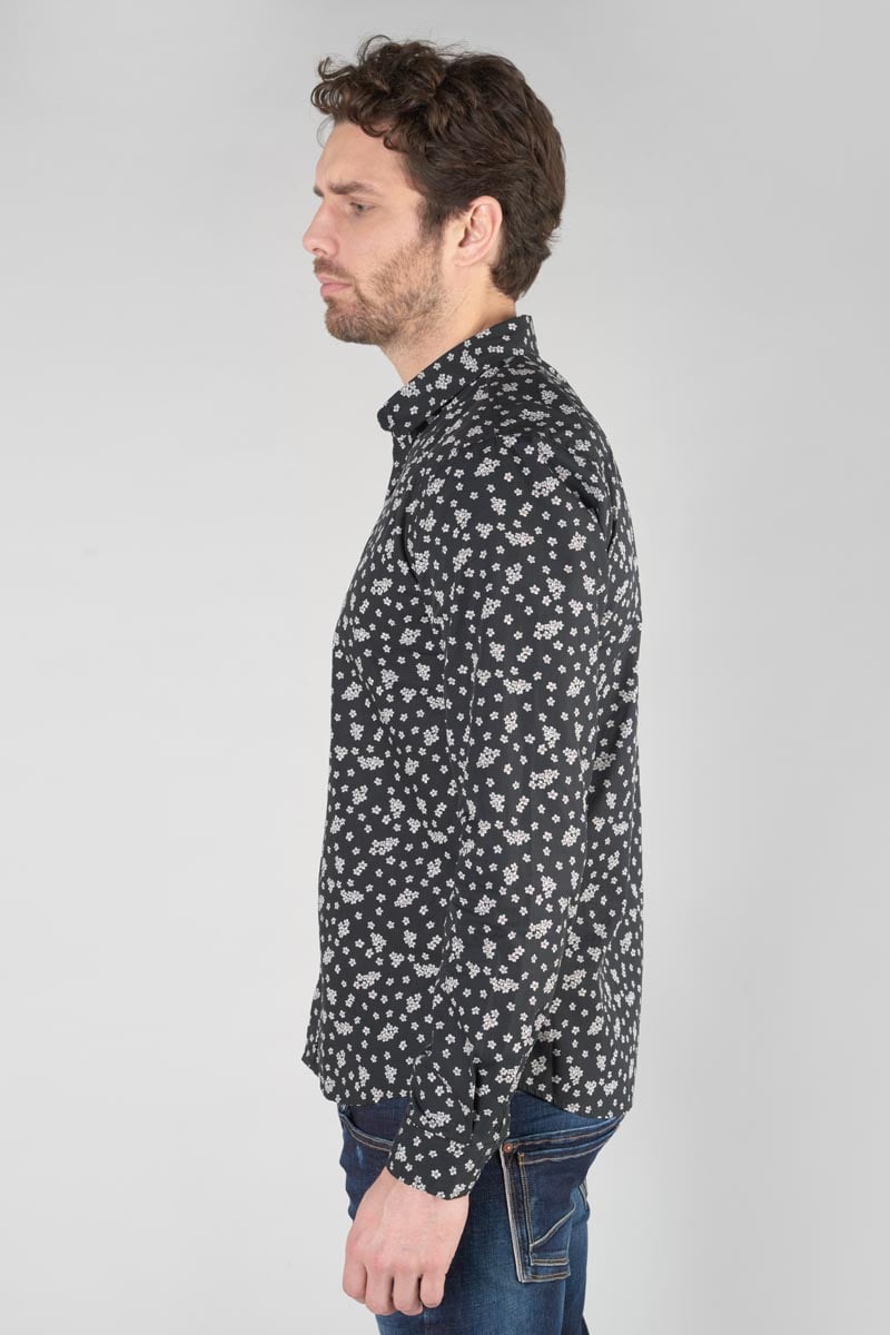 Chemise Cesal noire à motif fleuri