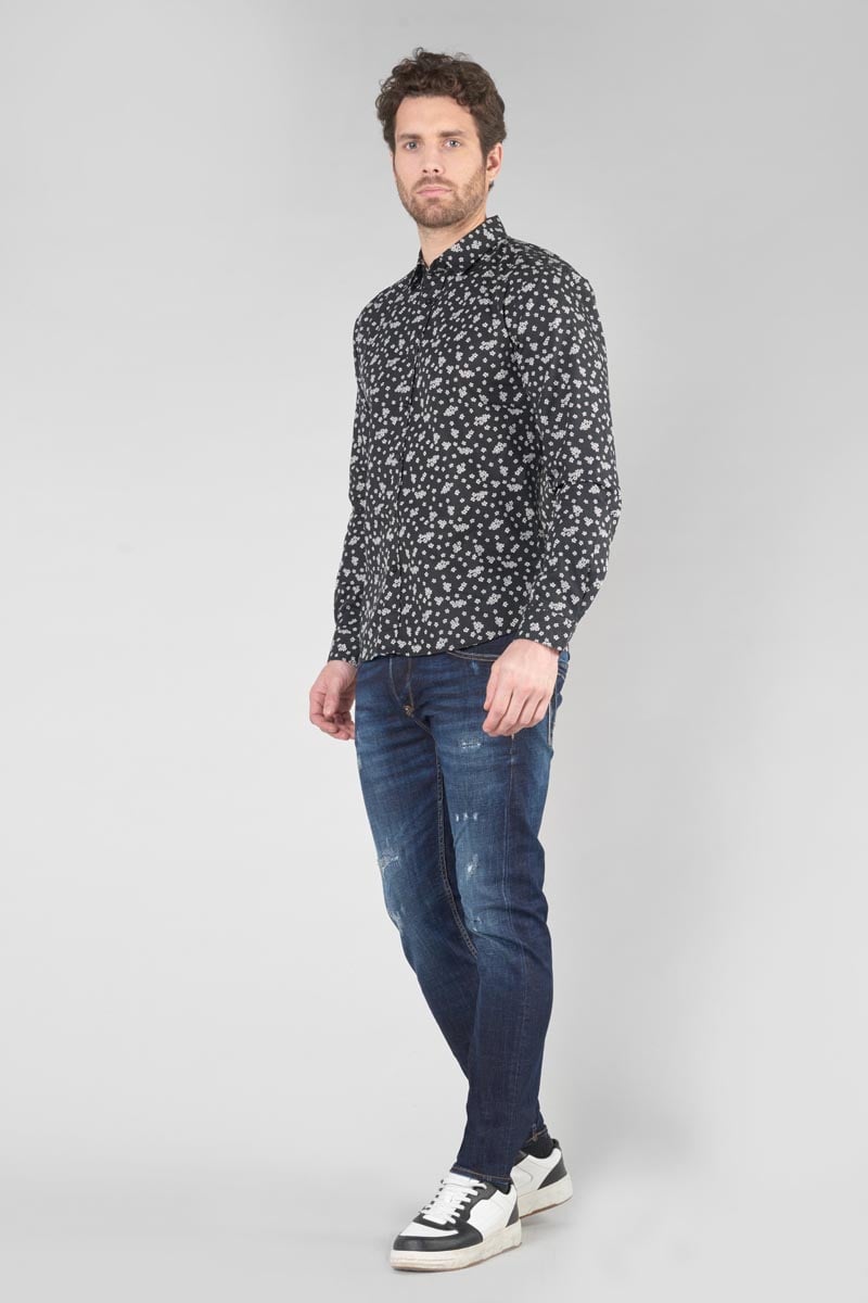 Chemise Cesal noire à motif fleuri