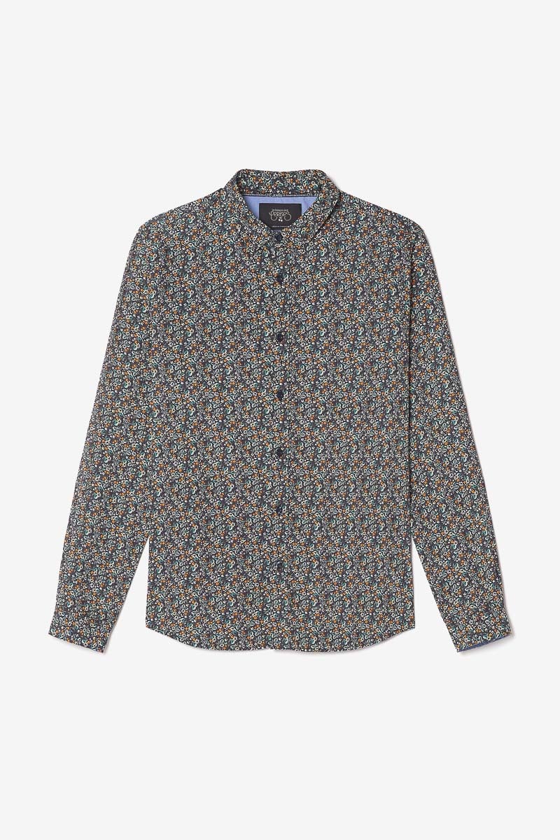 Chemise Drome noire à motif fleuri