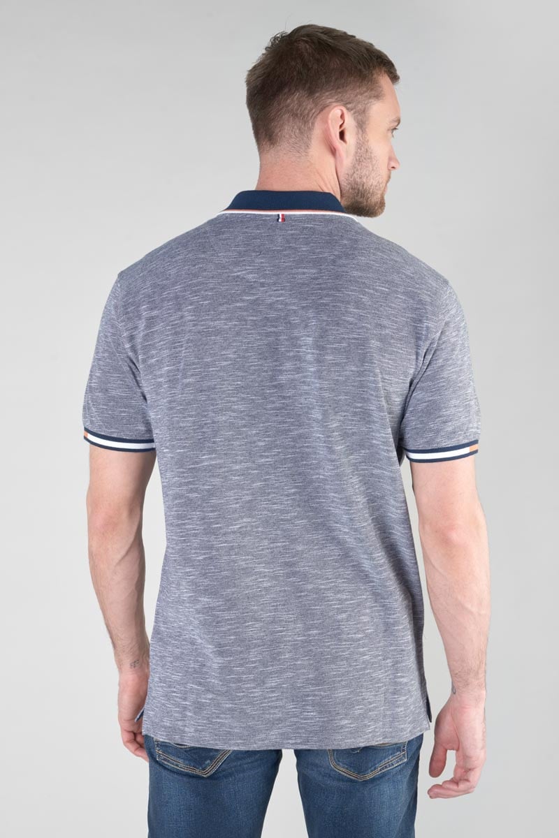 Polo Polar en jersey chiné bleu marine