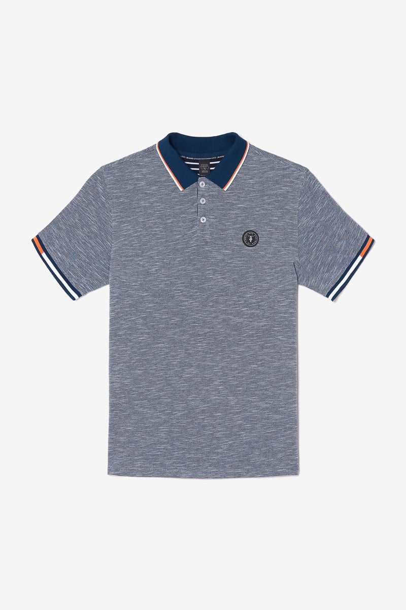 Polo Polar en jersey chiné bleu marine