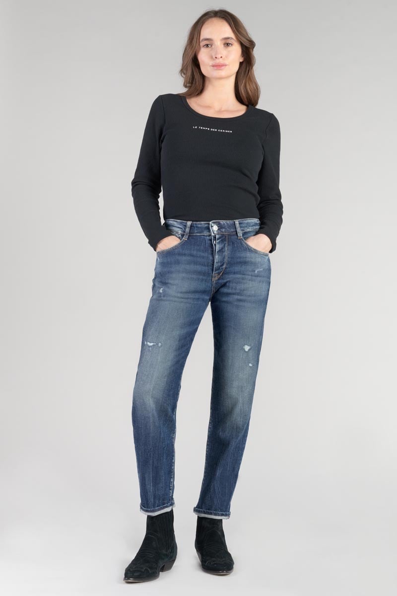 Jeans 400/17 mom Bambino taille haute 7/8ème destroy bleu N°2