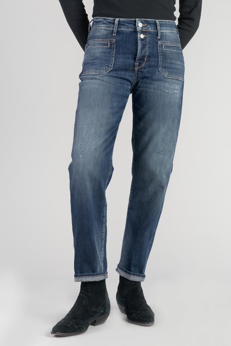 Jeans 400/18 mom Fafa taille haute 7/8ème destroy bleu N°3