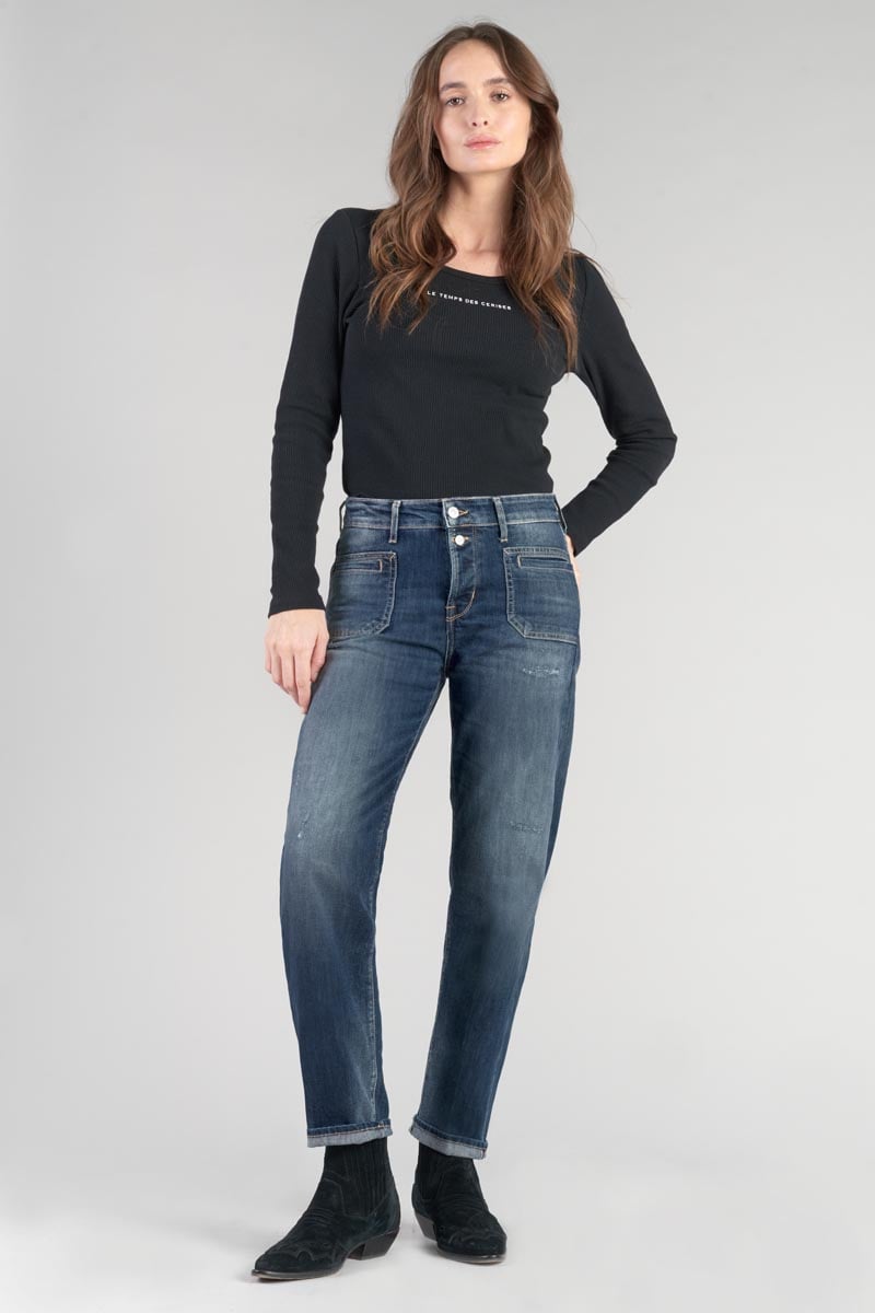 Jeans 400/18 mom Fafa taille haute 7/8ème destroy bleu N°3