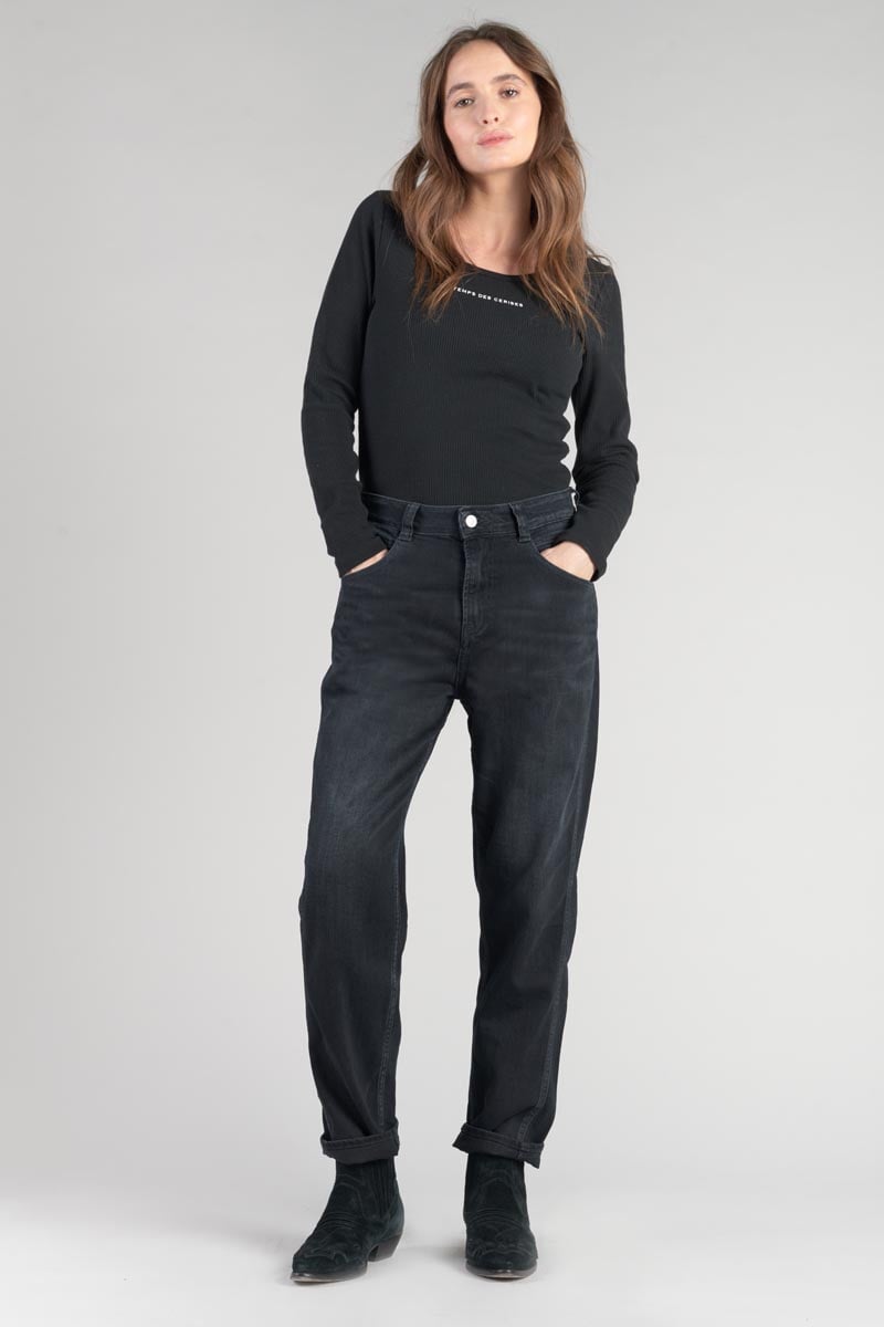 Jeans 400/60 girlfriend Basic taille haute bleu-noir N°1