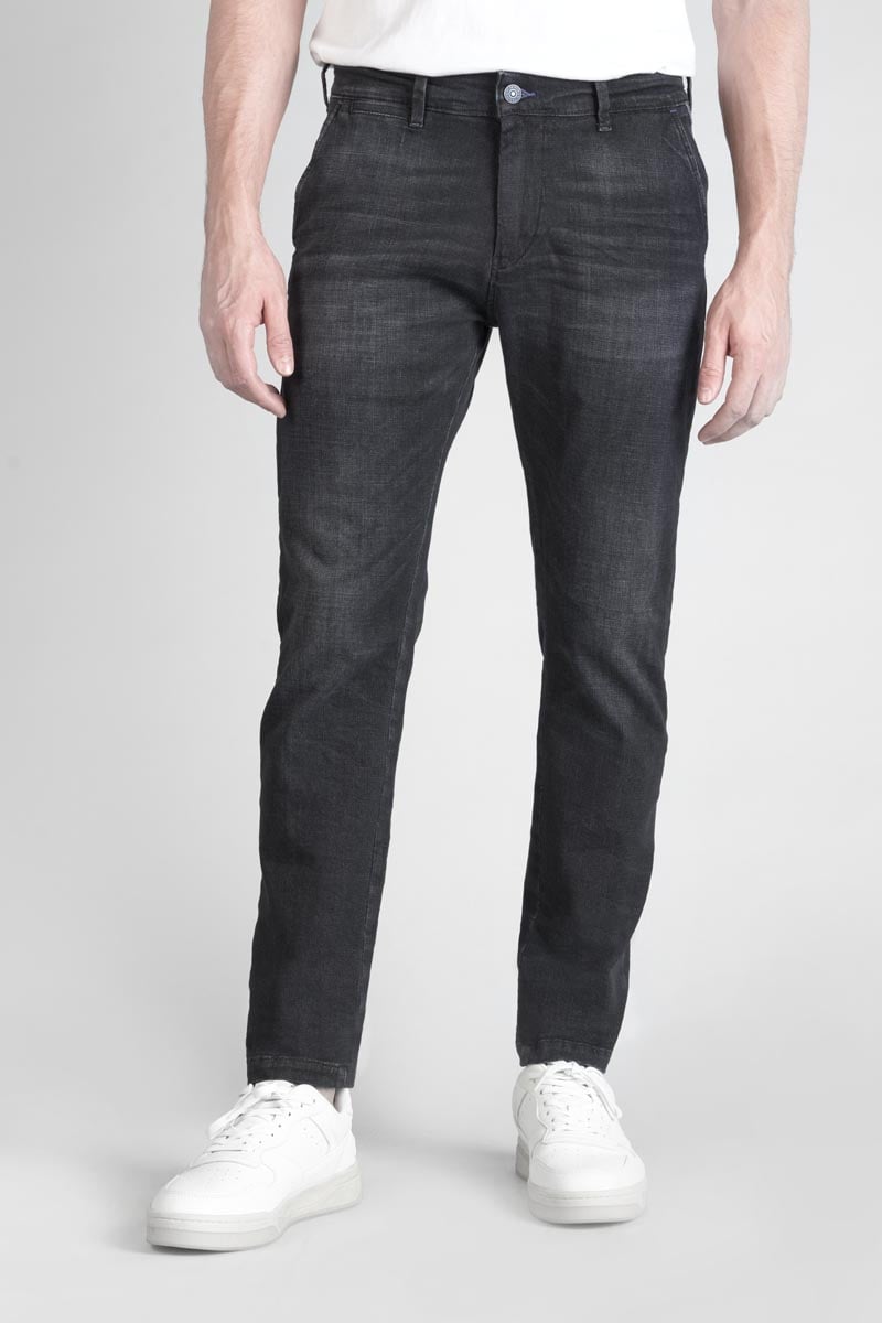 Pantalon chino Dejean en jeans noir délavé