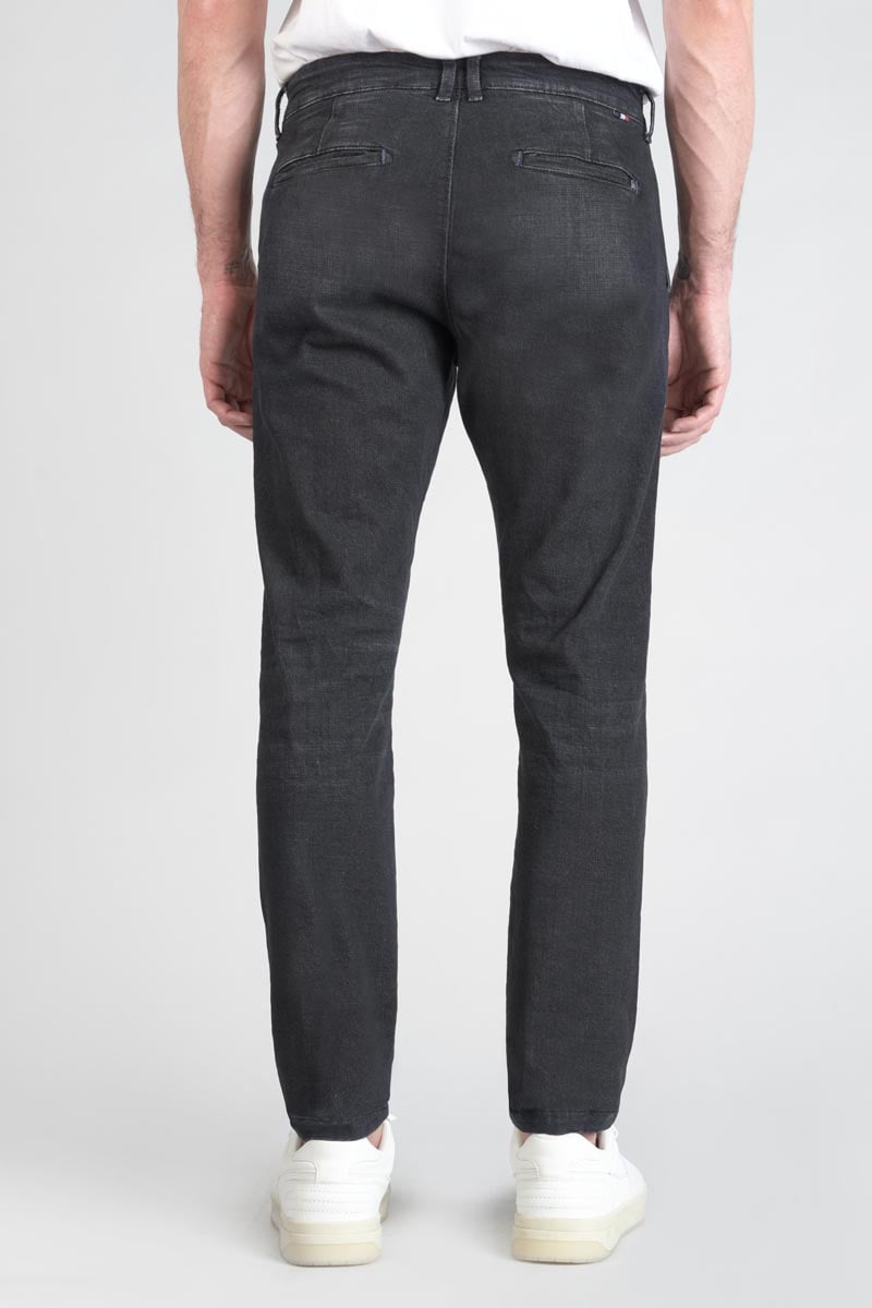 Pantalon chino Dejean en jeans noir délavé