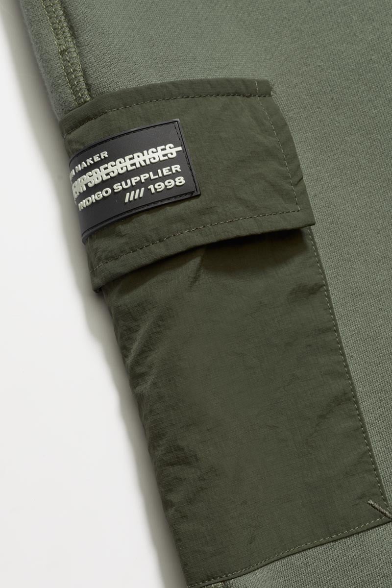 Jogging bi-matière Outobo kaki