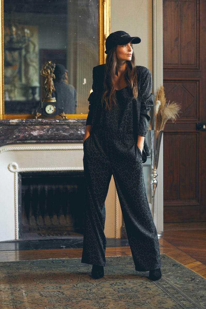 Pantalon fluide Kloe en jacquard léopard