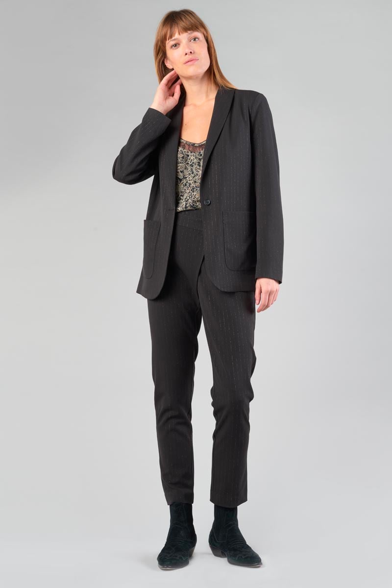 Pantalon Livia noir à fermeture asymétrique