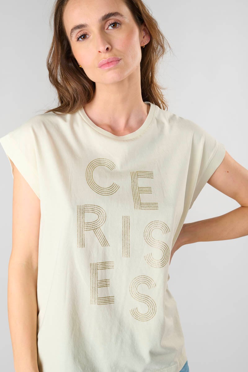 T-shirt Gardeni beige imprimé