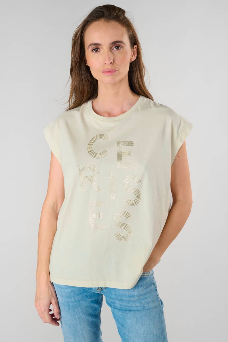 T-shirt Gardeni beige imprimé