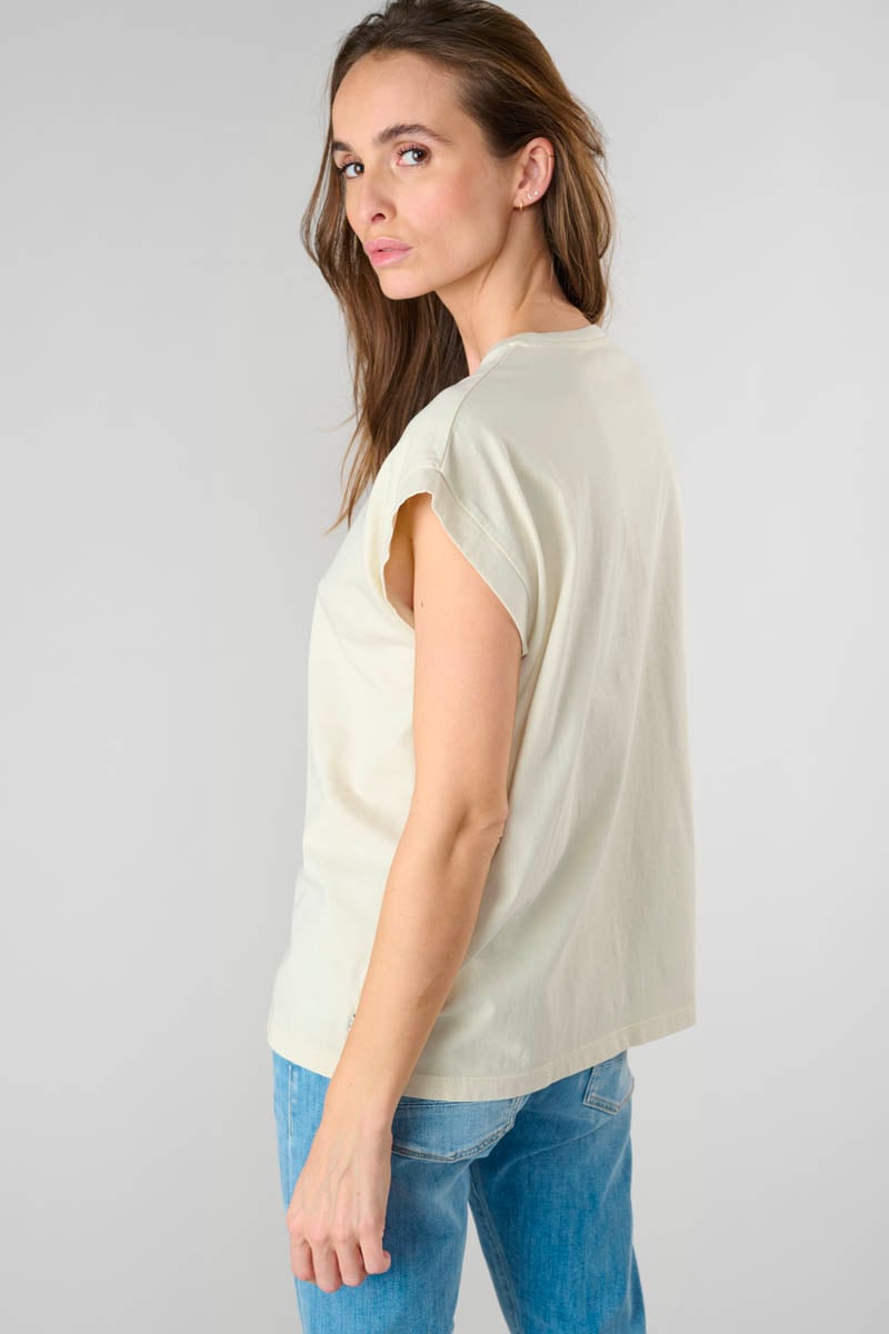 T-shirt Gardeni beige imprimé