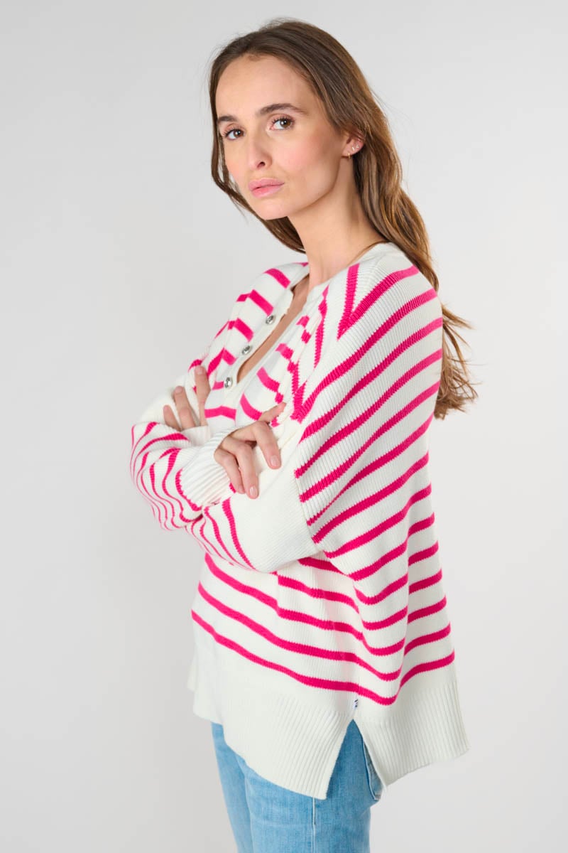 Pull Lobelie à rayures roses
