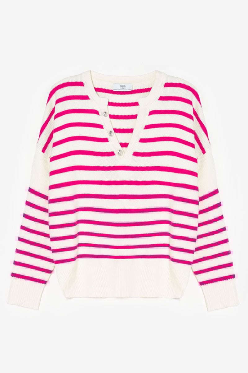 Pull Lobelie à rayures roses
