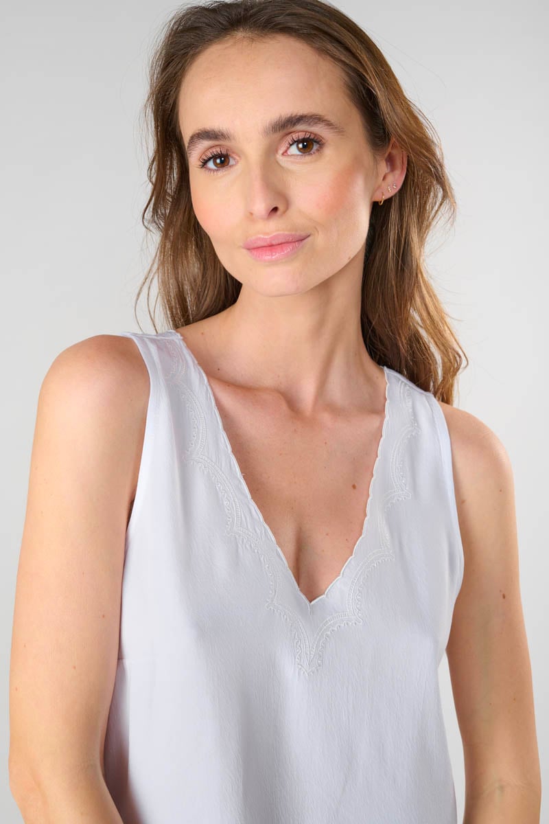 Top Marjoli en tencel blanc