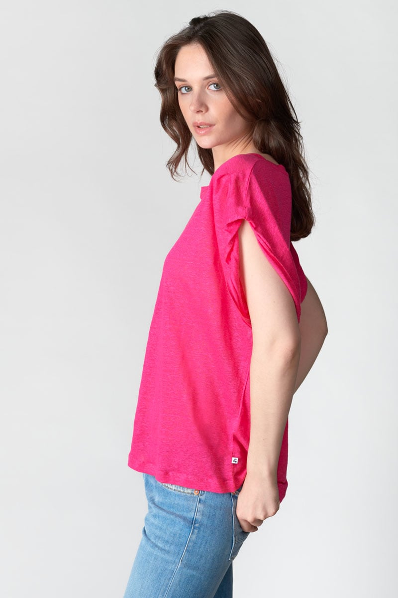 T-shirt Muflier en lin fuchsia