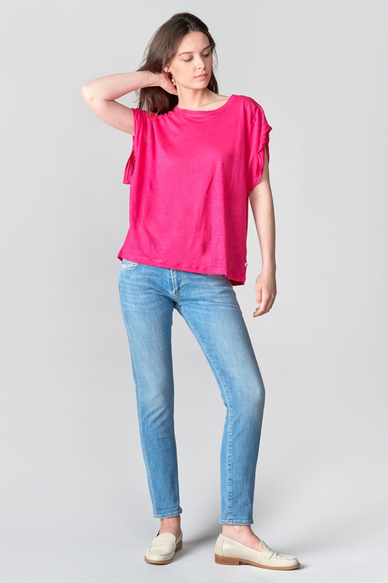 T-shirt Muflier en lin fuchsia