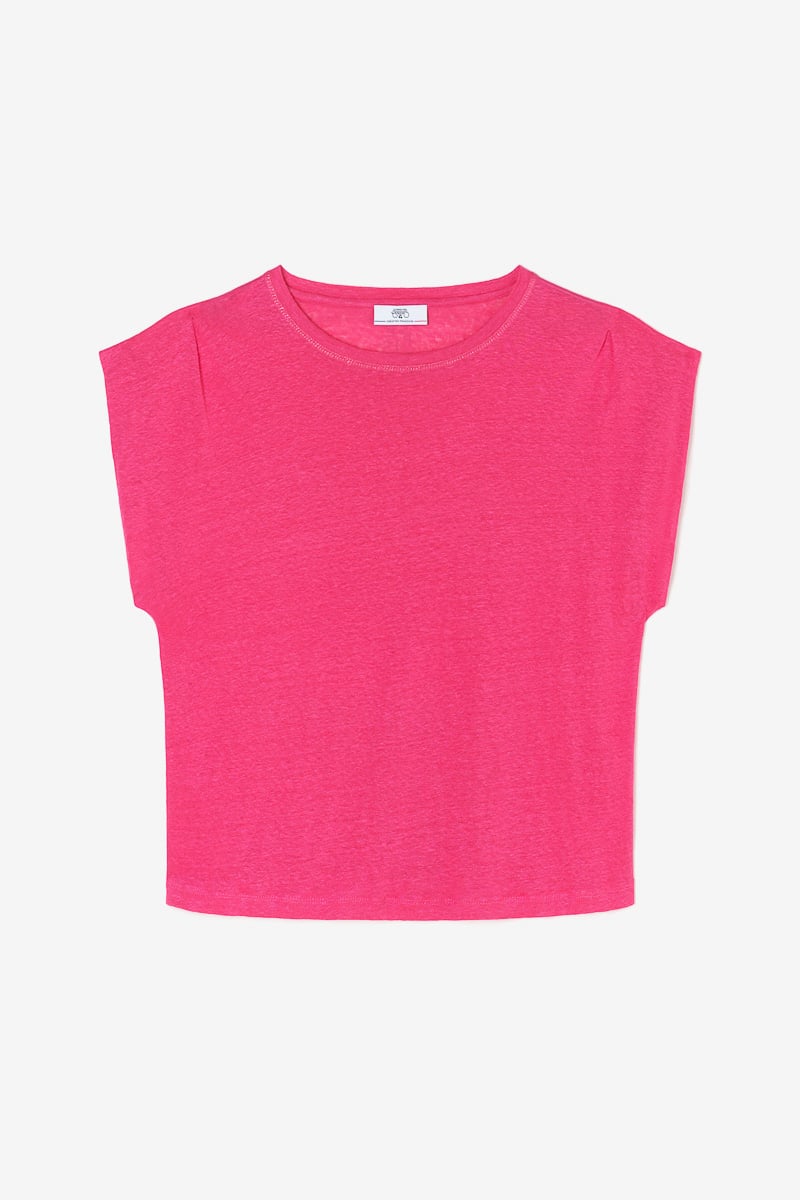 T-shirt Muflier en lin fuchsia