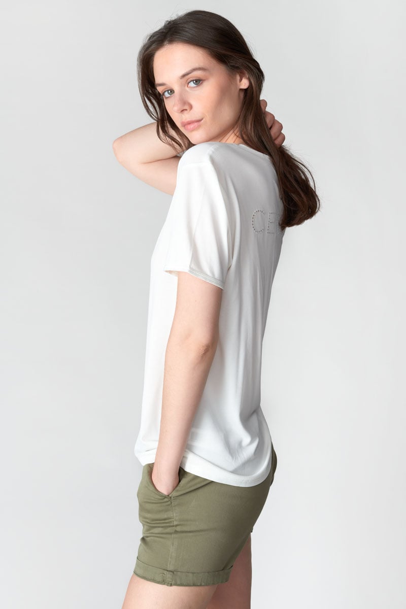 T-shirt Parodia blanc brodé