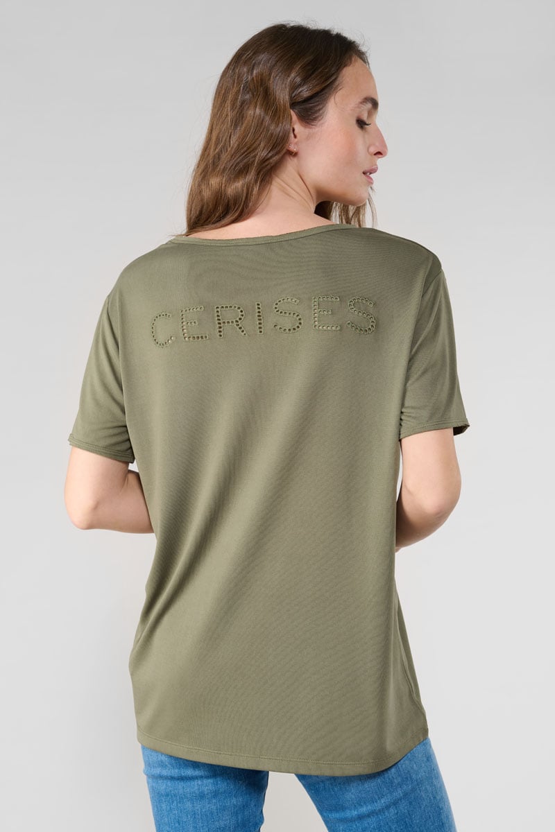 T-shirt Parodia kaki brodé 