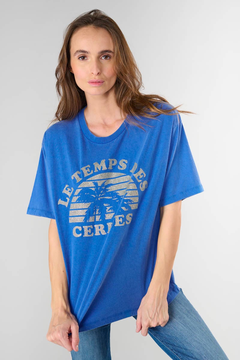 T-shirt Riley bleu imprimé