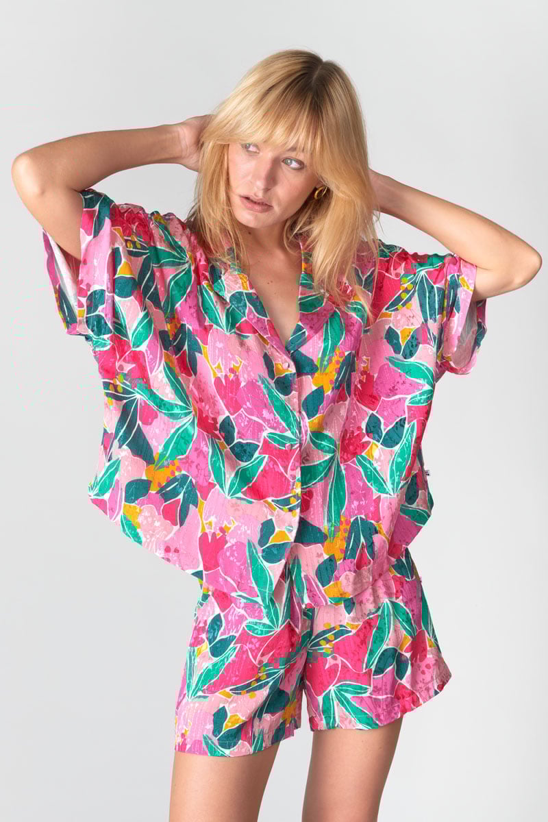 Chemise Sauge fuchsia à motif fantaisie
