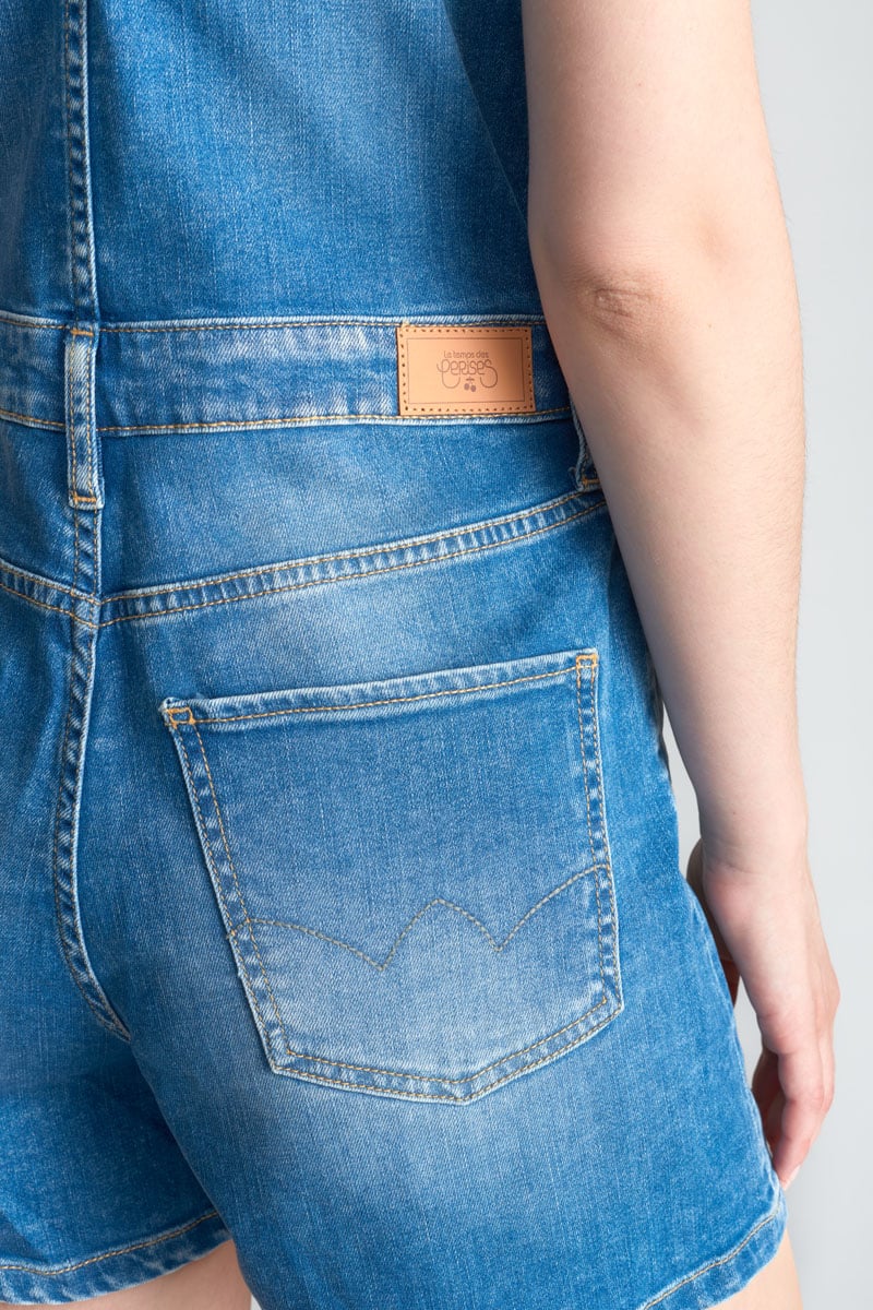 Salopette short Sofia en jeans bleu
