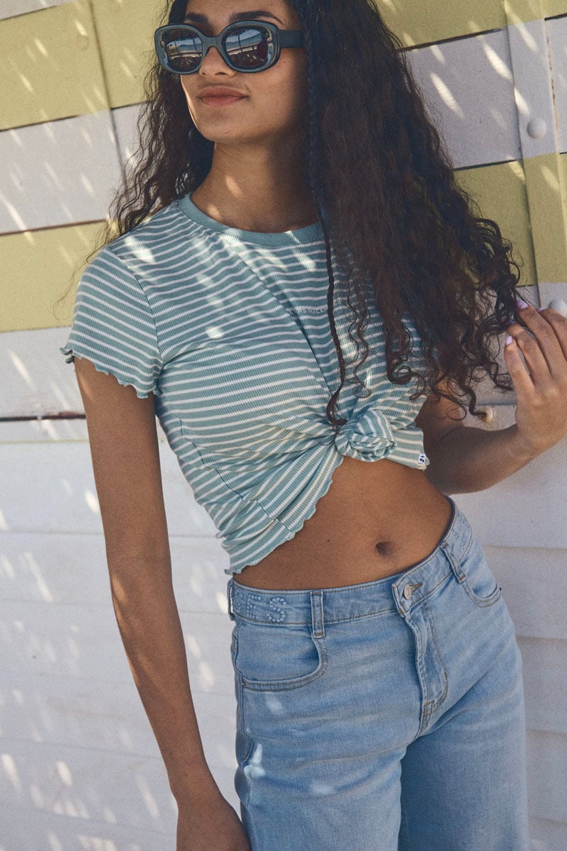 T-shirt Driadigi à rayures vert d'eau