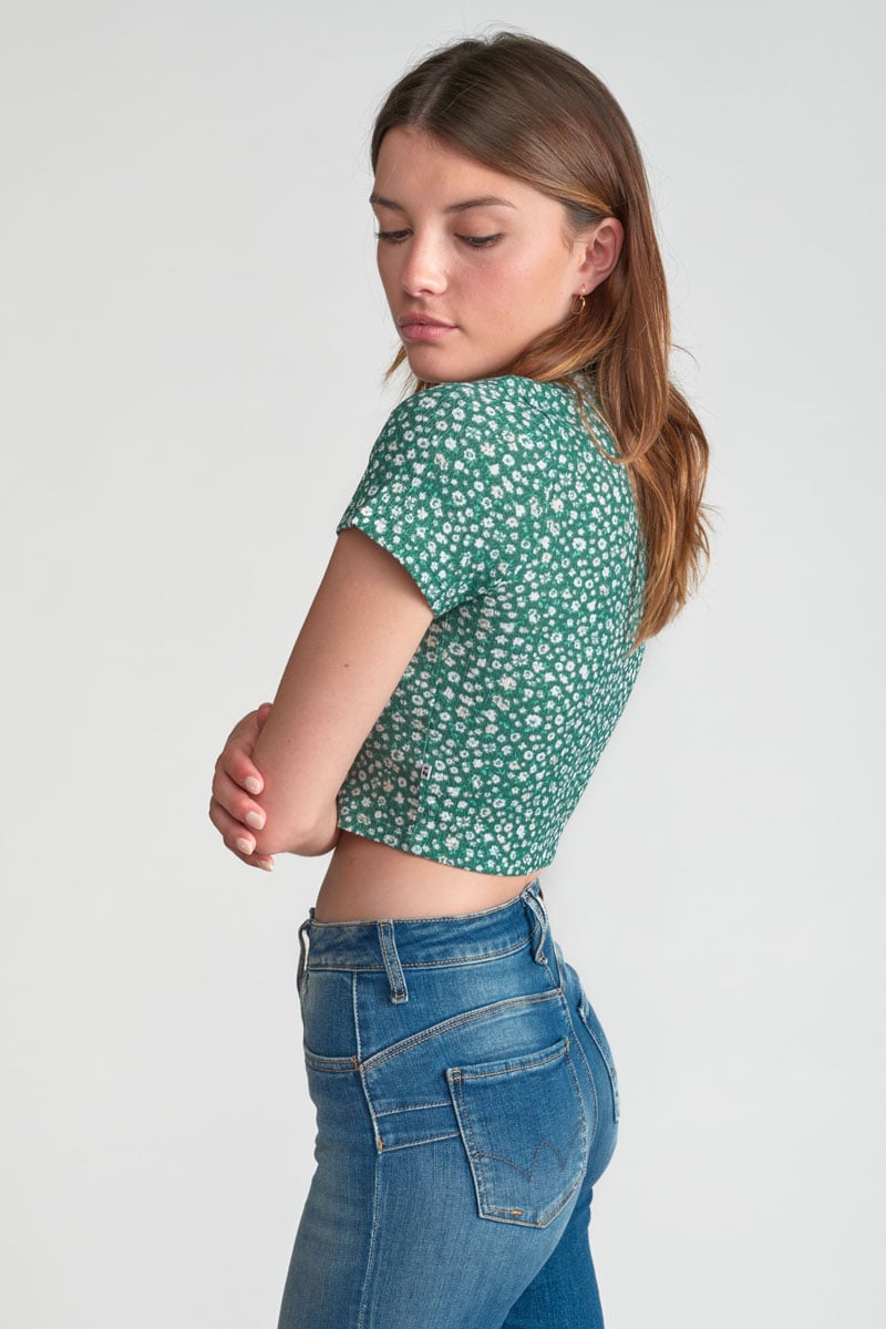 Top Siloegi à motif floral vert