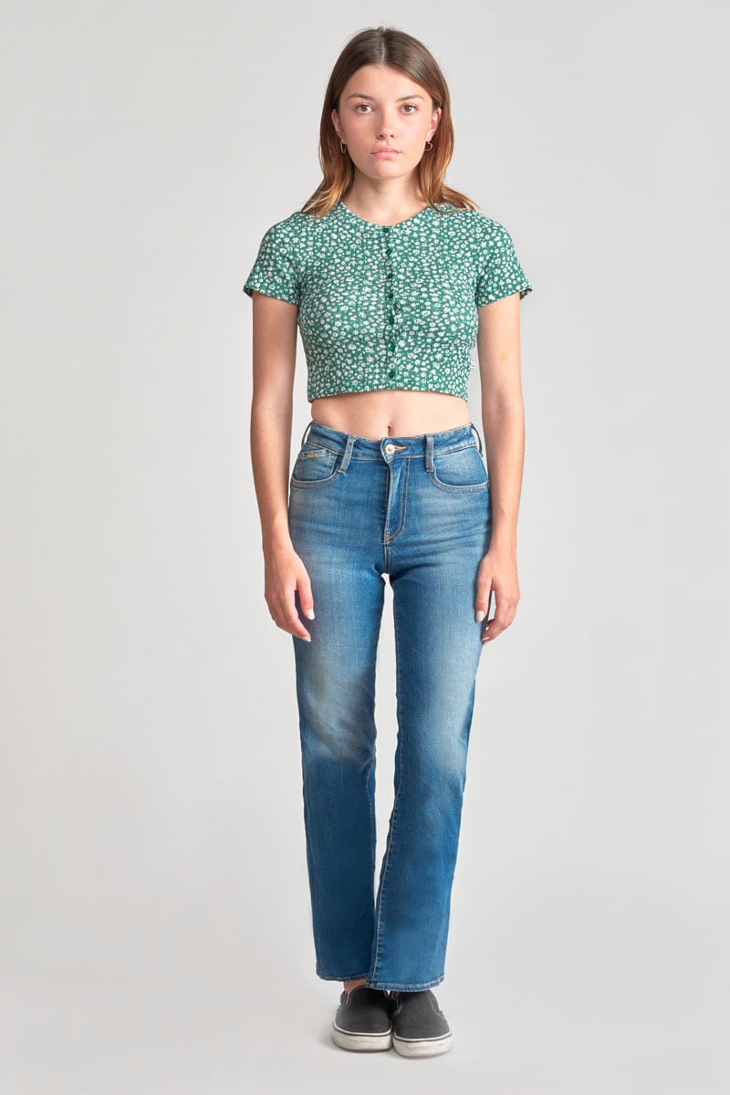 Top Siloegi à motif floral vert