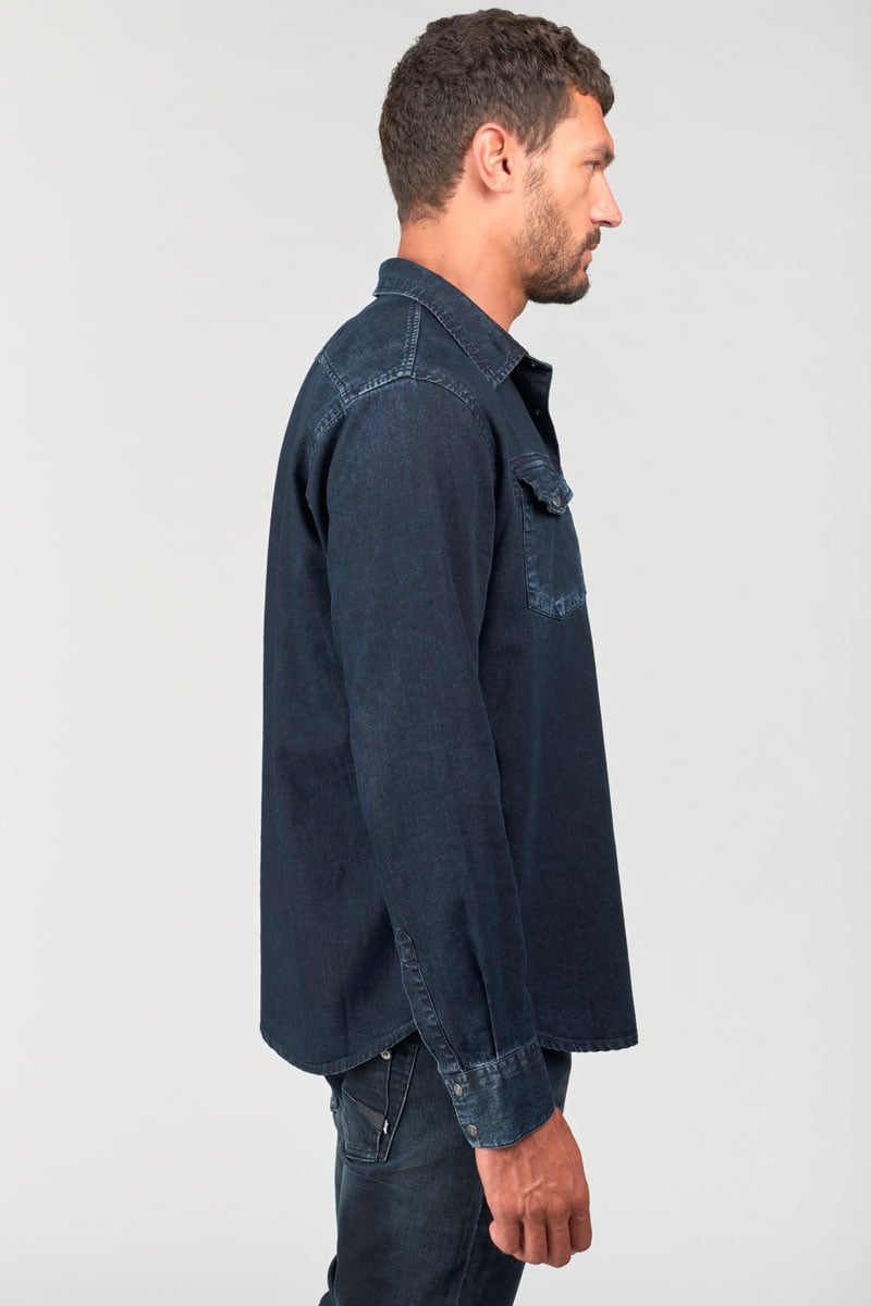 Chemise Pedro en jeans bleu noir délavé