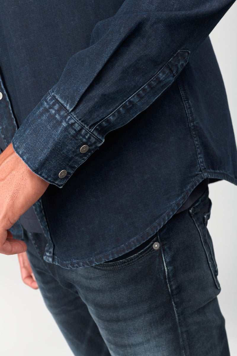 Chemise Pedro en jeans bleu noir délavé