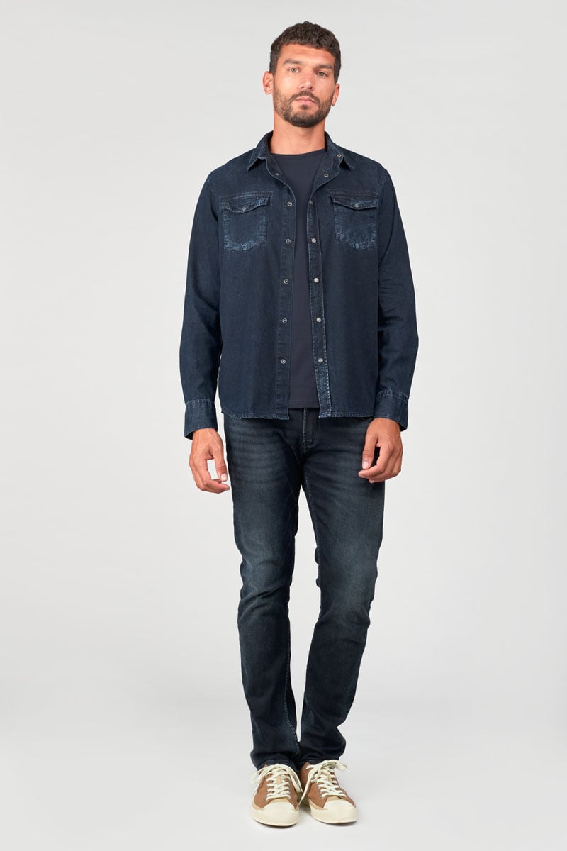 Chemise Pedro en jeans bleu noir délavé
