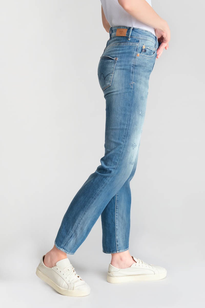 Jeans 400/18 mom Basic taille haute 7/8ème destroy bleu N°4