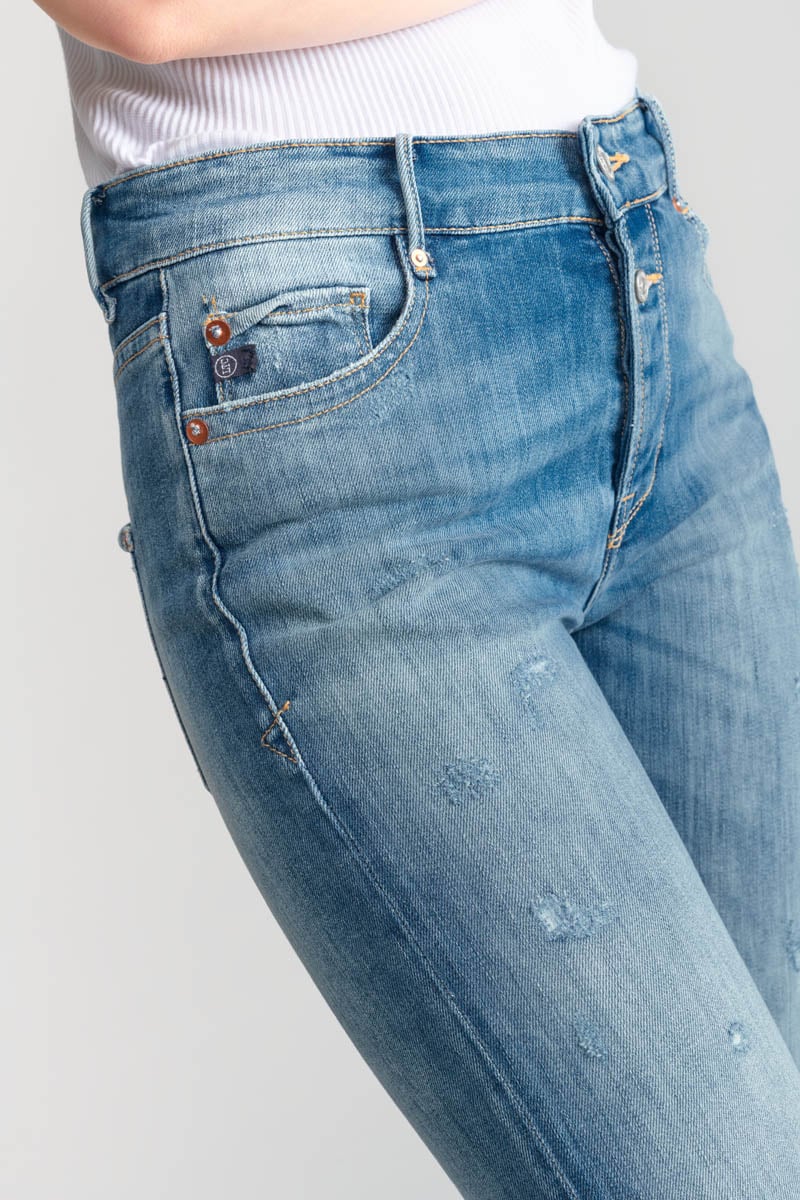 Jeans 400/18 mom Basic taille haute 7/8ème destroy bleu N°4