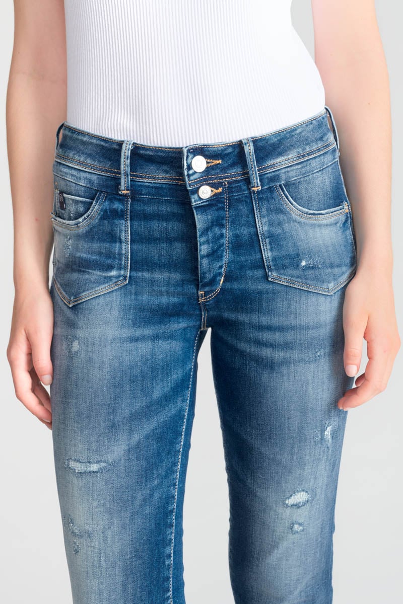 Jeans pulp slim Lem taille haute 7/8ème destroy bleu N°2